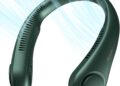 JISULIFE Portable Neck Fan, Hands-Free Bladeless, 5 Speeds, 4000 mAh Battery Operated Wearable Personal Fan, Twistable, Rechargeable, Gift for Women Men-Dark Green