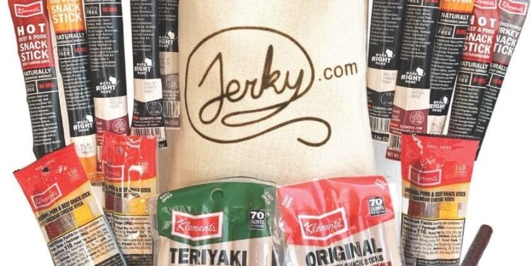Jerky Gift Basket for Men – 26pc Jerky Variety Pack of Beef, Pork, Turkey, & Ham Snack Sticks – High Protein Healthy Snack – Unique Gift for Men