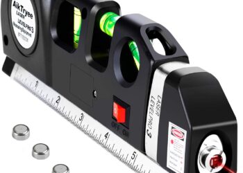 Laser Level Line Tool, Multipurpose Laser Level Kit Standard Cross Line Laser leveler Beam Tool with Metric Rulers 8ft/2.5M for Picture Hanging cabinets Tile Walls by AikTryee.