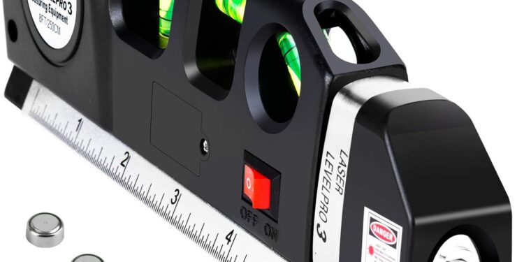 Laser Level Line Tool, Multipurpose Laser Level Kit Standard Cross Line Laser leveler Beam Tool with Metric Rulers 8ft/2.5M for Picture Hanging cabinets Tile Walls by AikTryee.
