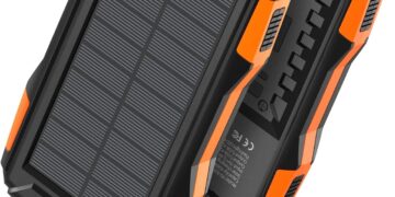 Power-Bank-Solar-Charger – 42800mAh Portable Charger,Solar Power Bank,External Battery Pack 5V3.1A Qc 3.0 Fast Charger Built-in Super Bright Flashlight (Orange)