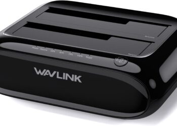 WAVLINK Dual Bay Hard Drive Docking Station – USB 3.0 to SATA I/II/III for 2.5″ & 3.5″ HDD/SSD with Fixed Bezel, Supports Offline Clone/Duplicator Function, Supports 2x20TB with UASP 6Gbps – Black