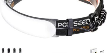 1500 Lumens Rechargeable LED Headlamp with 230° Beam, 3 Modes, IPX6 Waterproof – For Camping, Running, Fishing, Hard Hat Work