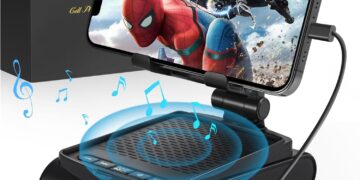 Birthday Gifts for Men, Cell Phone Stand with Wireless Bluetooth Speaker and Anti-Slip Base HD Surround Sound with iPhone/ipad/Samsung Galaxy, Valentines Day Gifts for Him, Cool Gadgets for Men