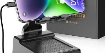 Gifts for Men Women,Adjustable Cell Phone Stand with Bluetooth Speaker and Charging Function,Cool Tech Gadgets Gift Idea for Dad Mom Birthday
