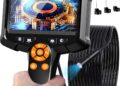Endoscope Camera with Light, 1080P HD Borescope Tools with 8 Adjustable LED Lights, 4.3″ Endoscope with 16.4ft Semi-Rigid Snake Camera, IP67 Waterproof Inspection Borescope, Gadgets for Men