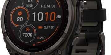 Garmin fēnix® 8 – 51 mm, Solar, Sapphire, Premium Multisport GPS Smartwatch, Long-Lasting Battery Life, Dive-Rated, Built-in LED Flashlight, Carbon Gray DLC Titanium with Pebble Gray Band