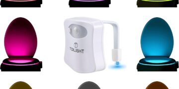 ToiLight The Original Toilet Bowl Night Light. Fun & Useful Bathroom Motion Sensor Tech Gadget. Funny Novelty Birthday Gift Idea. Stocking Stuffer for Him Her Guys Men Mom Brother