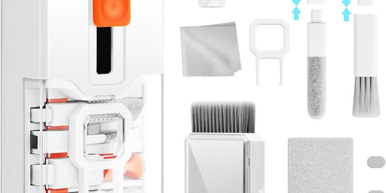 Keyboard Cleaning Kit Laptop Cleaner, 10-in-1 Computer Screen Cleaning Brush Tool, Multi-Function PC Electronic Cleaner Kit Spray for iPad iPhone Pro, Earbuds, Camera Monitor, All-in-one with Patent