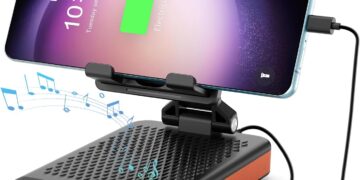 JTEMAN Bluetooth Speaker Phone Stand with Power Bank,Portable Foldable Charging Speaker Stand,Birthday Gifts for Men and Women Tech Gadgets