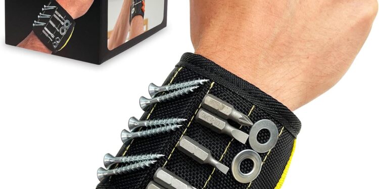 MagSnap Magnetic Wristband by Wrap-It Storage – Wrist Magnet Tool Belt and Screw Holder – Great Tool Gift for Dad