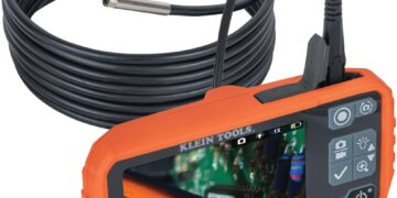 Klein Tools ET17 Utility Borescope with 5.5 mm 9.8-Foot Waterproof Gooseneck Snake, LEDs, 4.3-Inch LCD, Attachments, Endoscope Inspection Camera