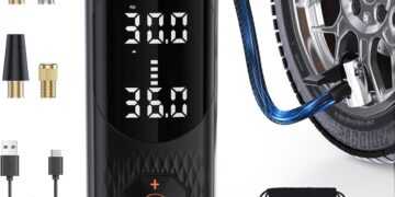 Tire Inflator Portable Air Compressor, 160PSI Air Pump for Car Tires, 4X Fast Inflation Air Compressor, Tire Pump with LED for Car