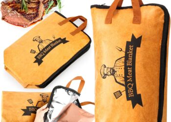 BBQ Blanket for Resting Meat,Smoker Accessories Meat Insulated Blanket, Reusable Grilling Meat Resting Bag with Wide Mouth for Large Brisket/Pork Shoulders/Turkeys,Gifts for Men (BBQ Blanket 21in)