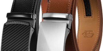 Zitahli Ratchet Belt for Men – 2 Packs Leather Mens belt For Gift Men Dress and Casual,Trim to Fit
