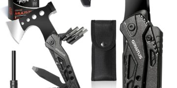 Camping Multitool Accessories Gifts for Men Dad 16 in 1 Upgraded Multi Tool Survival Gear with Axe Hammer Pliers Saw Screwdrivers Bottle Opener Whistle & Portable Sheath For Hiking,Fishing