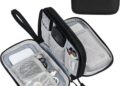 FYY Electronic Organizer, Travel Cable Organizer Bag Pouch Electronic Accessories Carry Case Portable Waterproof Double Layers Storage Bag for Cable, Cord, Charger, Phone, Earphone, Large Size, Black