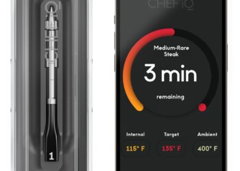 CHEF iQ Sense Smart Wireless Meat Thermometer with Ultra-Thin Probe, Unlimited Range Bluetooth Meat Thermometer, Digital Food Thermometer for Remote Monitoring of BBQ Grill, Oven, Smoker, Air Fryer
