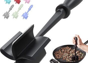 Meat Chopper, Hamburger Grinder, Premium Heat Resistant Smasher for Ground Beef, Burger Grinder Nylon Potato Mix Tool, Meat & Poultry Tenderizers-Black