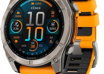 Garmin fēnix® 8 – 51 mm, AMOLED, Sapphire, Premium Multisport GPS Smartwatch, Long-Lasting Battery Life, Dive-Rated, Built-in LED Flashlight, Titanium with Spark Orange/Graphite Band