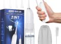 Portable Water flosser with Electric Toothbrush, 2 in 1 Teeth Cleaning Kit, Electric Toothbrush and flosser Combo, Water Flosser for Travel and Home (White)