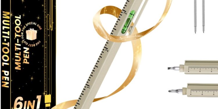 Gifts for Mens, Gifts from Daughter Son Wife, 6 in 1 Multitool Pen, Cool Gadgets for Men, Christmas Birthday Gift for Men Dad Who Want Nothing
