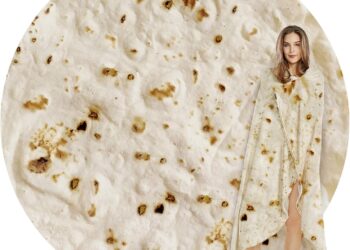 SeaRoomy Burritos Tortilla Blanket, Realistic Food Wrap Blanket Double Sided, Novelty Funny Tortilla Round Giant Soft Blankets (Beige, 47 inches)