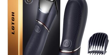 Body Hair Trimmer for Men: Pubic Hair Trimmer with Mirror & LED Light – Electric Ball Shavers with Ceramic Blades & Travel Lock – Body Groomer IPX7 Waterproof Wet or Dry Use for Groin/Legs/Chest