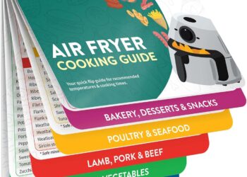 Air Fryer Cheat Sheet Magnets Cooking Guide Booklet – Air Fryer Magnetic Cheat Sheet Set Cooking Times Chart – Cookbooks Instant Air Fryer Accessories Oven Cooking Pot Temp Guide Kitchen Conversion