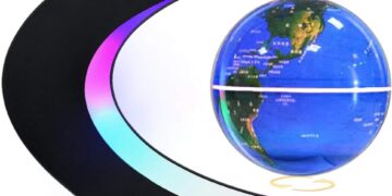 Magnetic Levitating Globe with LED Light, Cool Tech Gift for Men Father Boys and Girls, Birthday Gifts for Kids, Floating Globes World Desk Gadget Decor in Office Home Display (Blue)