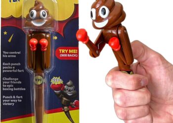 Farting Poop Pen with Punching Arms – Funny Stocking Stuffers for Teens, Boys & Kids of All Ages – Great for Silly Secret Santa or Holiday White Elephant Gifts – Christmas Gag Gifts for Teens (Boxer)
