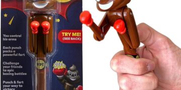 Farting Poop Pen with Punching Arms – Funny Stocking Stuffers for Teens, Boys & Kids of All Ages – Great for Silly Secret Santa or Holiday White Elephant Gifts – Christmas Gag Gifts for Teens (Boxer)