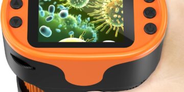 1000X Handheld Microscope for Kids 4K 2.0″ Screen Rechargeable Mini Pocket Digital Microscopes w/Slides Kit Portable Edu Gift Age 4-6 8-12 Children Students