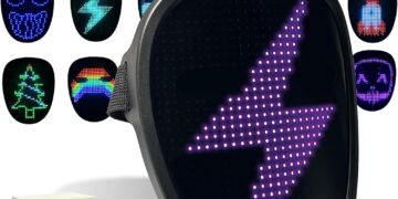 Led Mask with Gesture Sensing,Light up mask for Kids/Men/Women LED Halloween Mask for Costume Cosplay Party