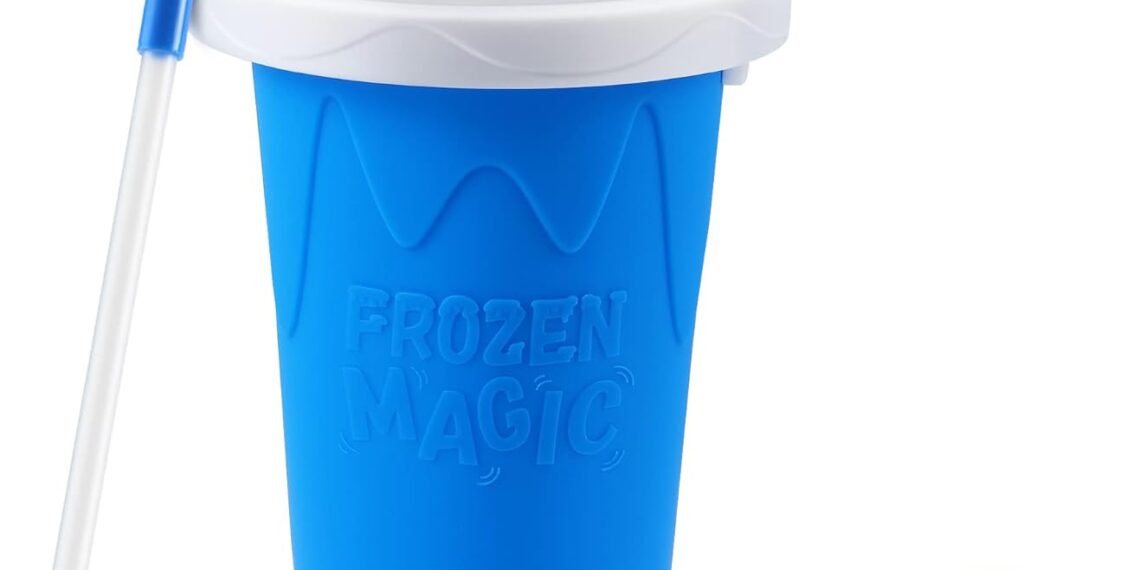 RELPOM Slushie Maker Cup, Magic Quick Frozen Smoothies Cups, Cooling Cup, Slushy Cups, Ice Cream Make, Cool Stuff Things Gadgets Funny Gifts for Kids (Blue)