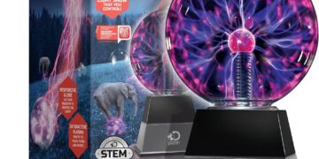 Discovery™ Plasma Globe Lamp, Touch & Sound Sensitive Lightning, Interactive Electric Plasma Ball for Hands-On STEM Learning, Plug-in Bedroom & Desktop Decorative lamp
