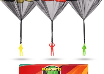NUTTY TOYS Parachute Toys for Kids – Tangle Free Outdoor Flying Parachute Men, Top Indoor & Outside, 3 4 5 6 7 8 9 10 11 12 Year Old, Best Christmas Stocking Stuffers Idea 2025 Unique Boy & Girl Gifts