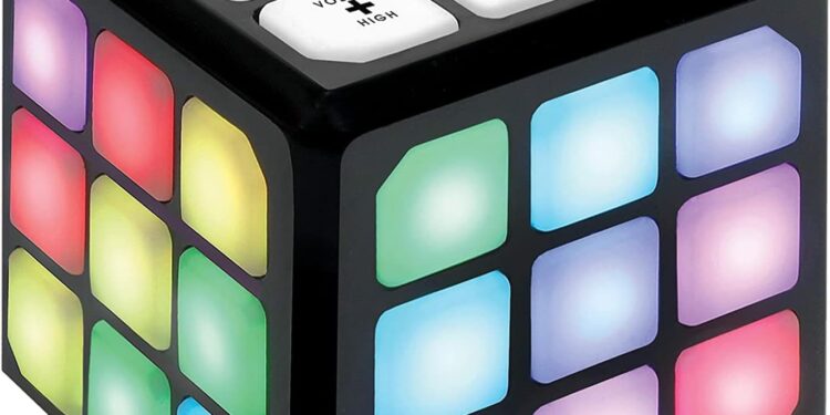 Winning Fingers Flashing Cube Electronic Memory and Brain Game – 4-in-1 Handheld Stem Toys for Kids – Cool Gadgets, Games for Boys and Girls – Fun Family Game for Kids Ages 6-12 – Educational Gift Toy
